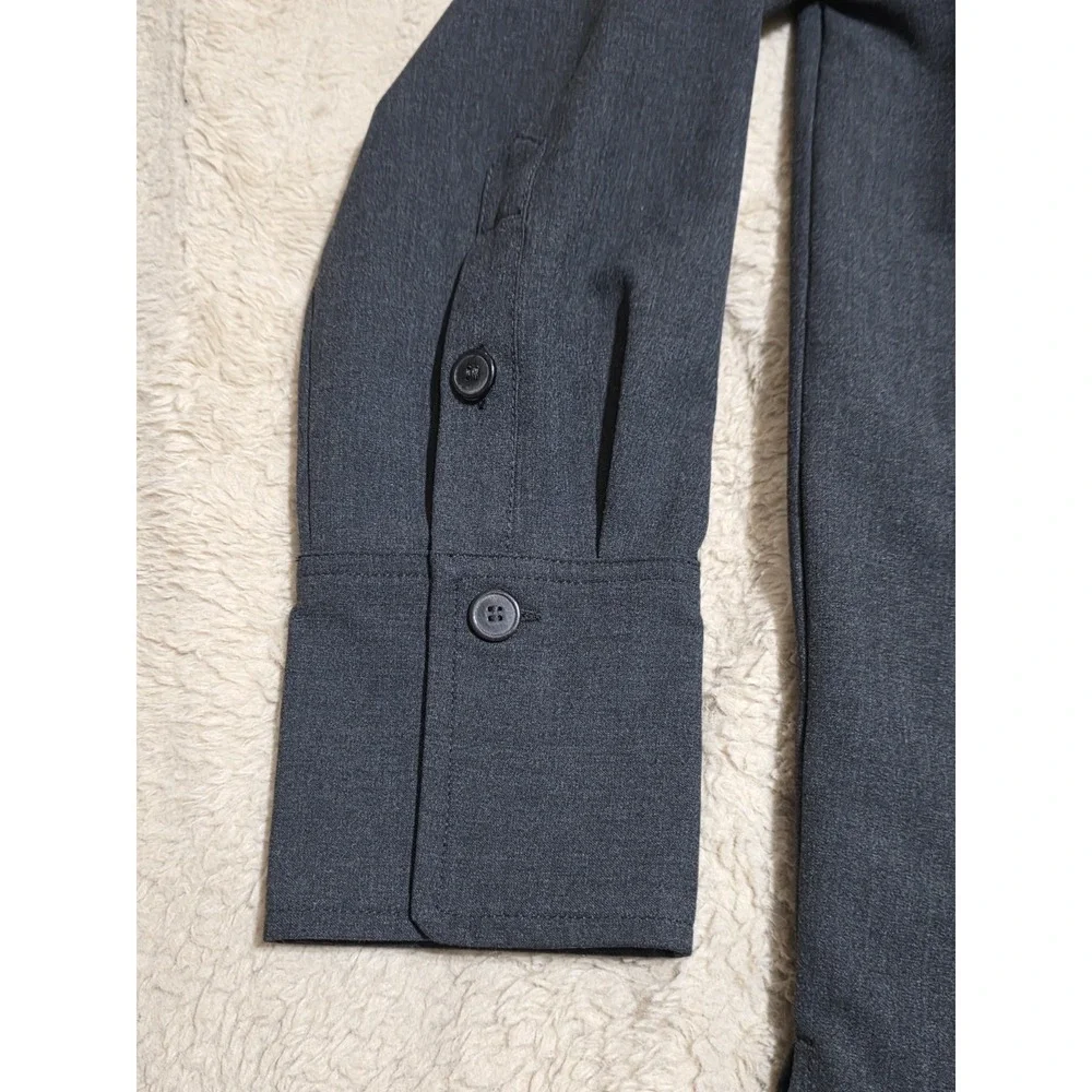Zara Men's Charcoal Grey Long Sleeve Button-Down Utility Shirt
